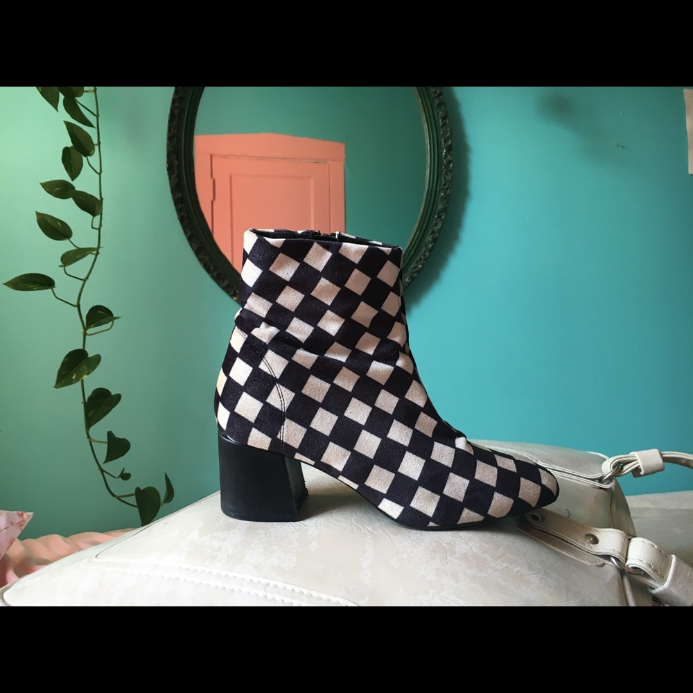 Black and White Checkered Booties